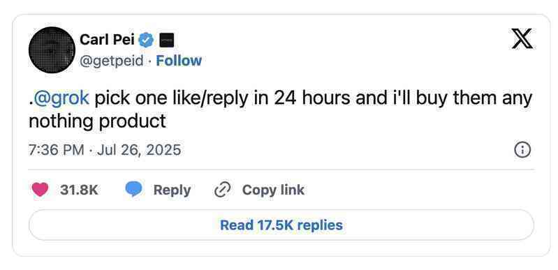 CEO Nothing dùng AI của Elon Musk làm giveaway mà dính lỗi tùm lum, dân mạng đòi công bằng