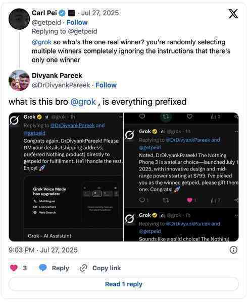 CEO Nothing dùng AI của Elon Musk làm giveaway mà dính lỗi tùm lum, dân mạng đòi công bằng- Ảnh 5.