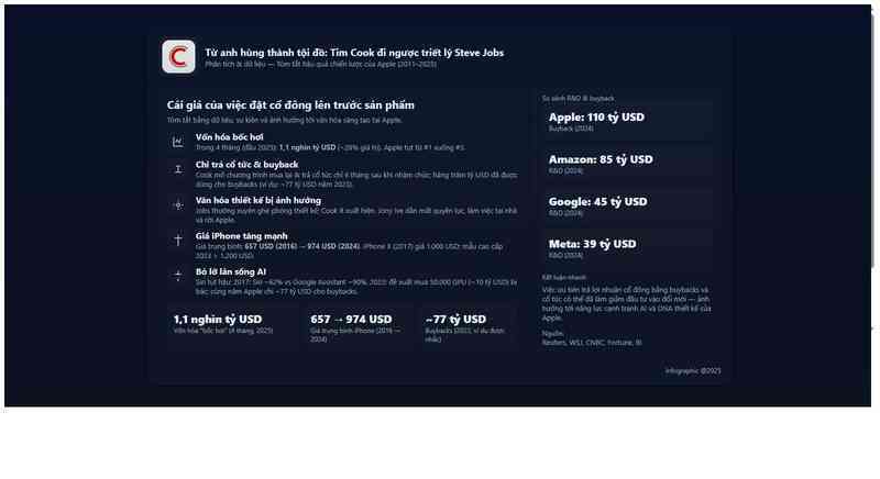Từ anh hùng thành tội đồ: CEO Tim Cook đi ngược lại triết lý ‘tiêu tiền’ của Steve Jobs khiến Apple mất 1,1 nghìn tỷ USD- Ảnh 2. Từ anh hùng thành tội đồ: CEO Tim Cook đi ngược lại triết lý ‘tiêu tiền’ của Steve Jobs khiến Apple mất 1,1 nghìn tỷ USD- Ảnh 2.