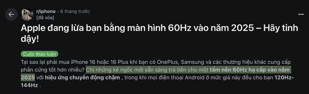 Hết thời chê iPhone 20 triệu mà màn hình vẫn 60Hz