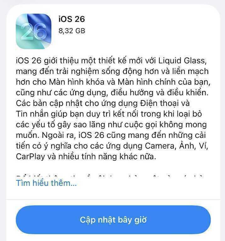 iOS 26 đã có bản chính thức, cập nhật để trải nghiệm Liquid Glass ngay
