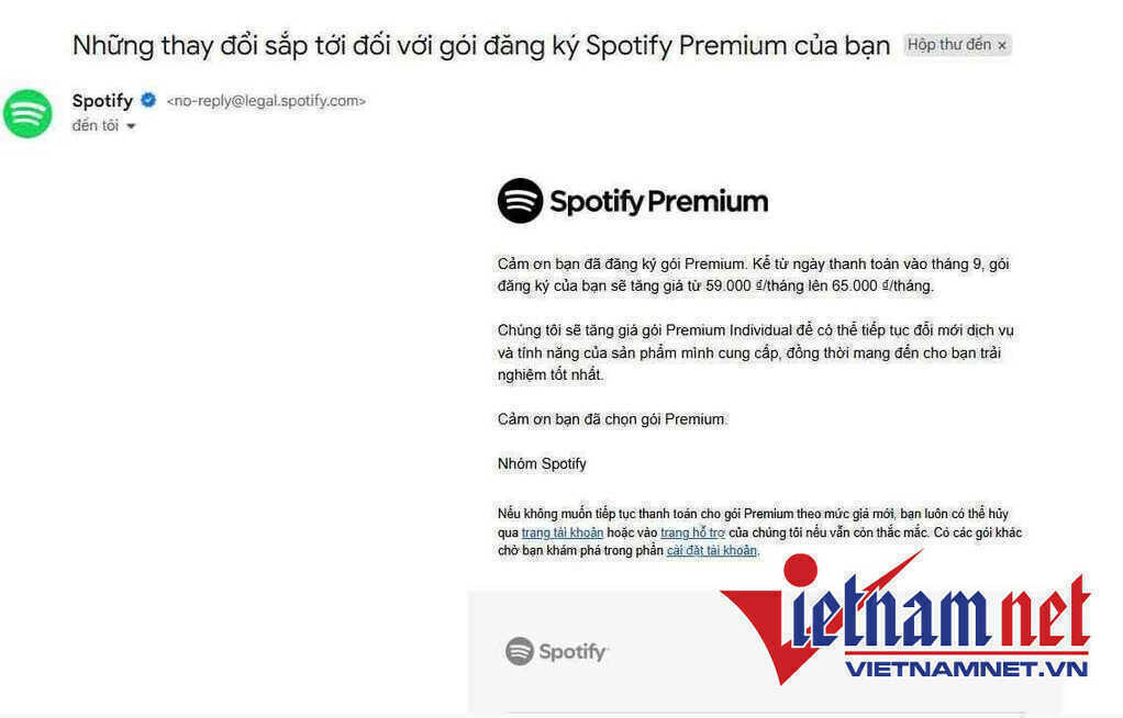 Giá Spotify Premium tăng 10,2% tại Việt Nam