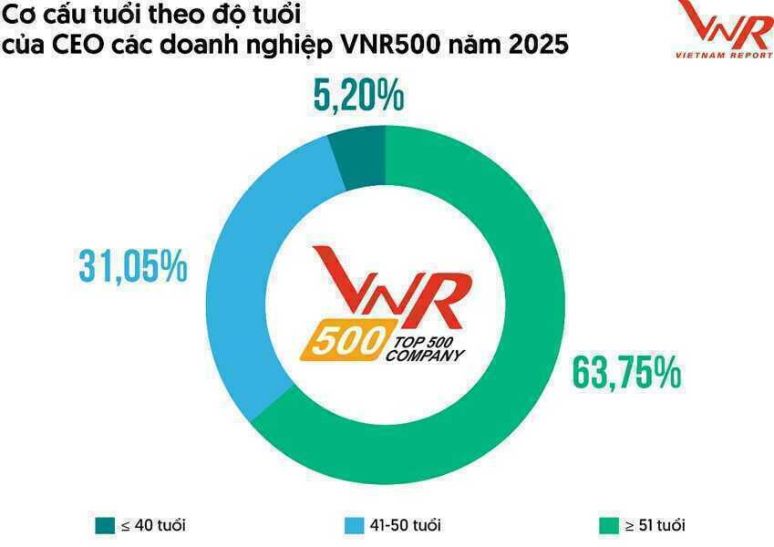 Soi tuổi CEO 500 Doanh nghiệp lớn nhất Việt Nam năm 2025: Những 