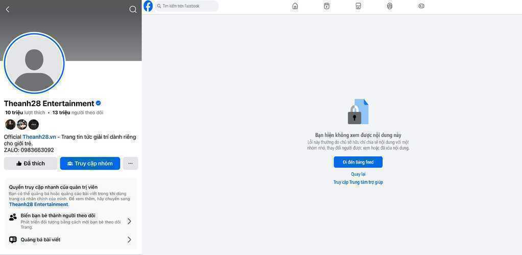 Nhiều fanpage triệu like trên Facebook bất ngờ biến mất