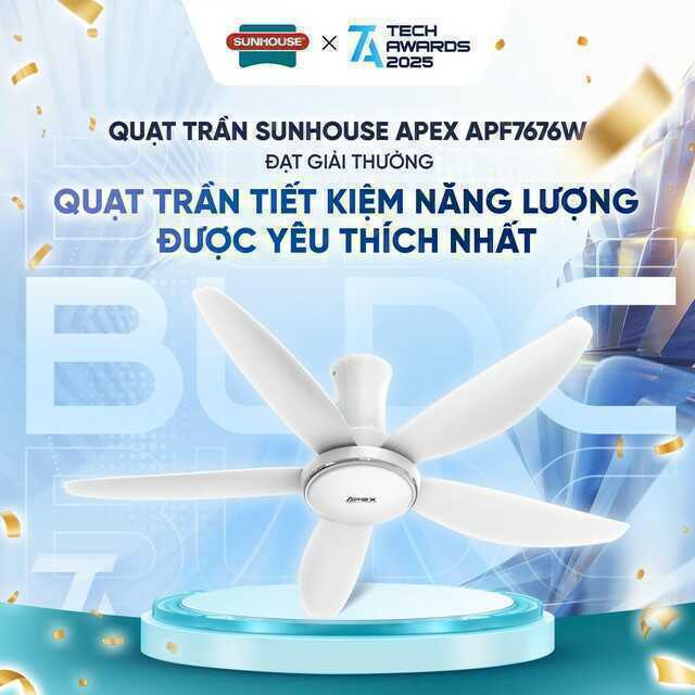 Quạt trần Sunhouse Apex xuất sắc giành chiến thắng tại Tech Awards 2025