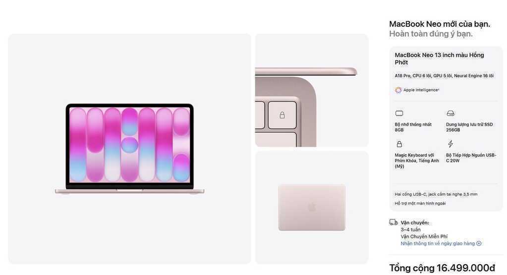 MacBook Neo lên kệ tại Việt Nam, cạnh tranh laptop Windows phổ thông