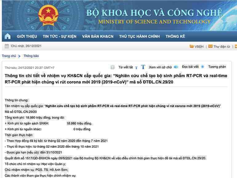 Bộ KHCN: Kit xét nghiệm của Công ty Việt Á có kinh phí 18,98 tỷ đồng - 2