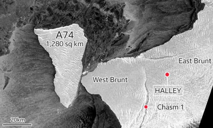 Tảng băng trôi rộng 1.280 km2 va vào bờ biển châu Nam Cực