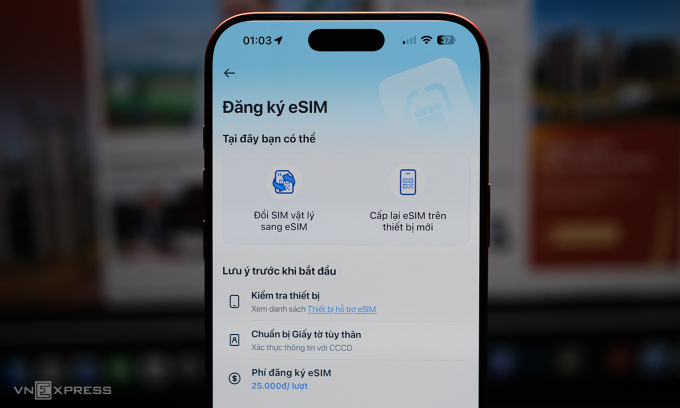 VinaPhone cho đổi eSim qua ứng dụng