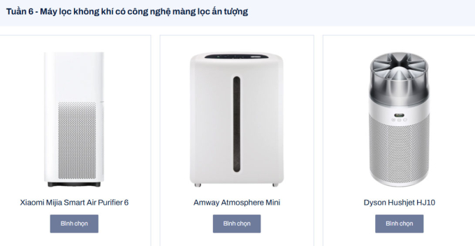 Bình chọn cho máy lọc không khí có công nghệ màng lọc ấn tượng
