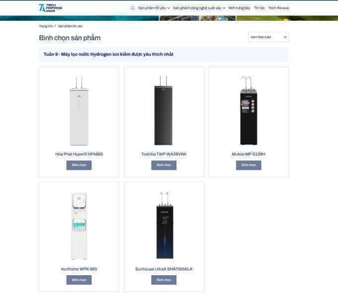 Bình chọn máy lọc nước hydrogen ion kiềm được yêu thích nhất