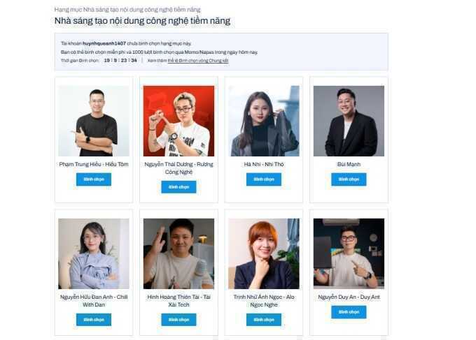 Hơn 2.000 lượt bình chọn Chung kết Tech Awards 2025 ngày đầu