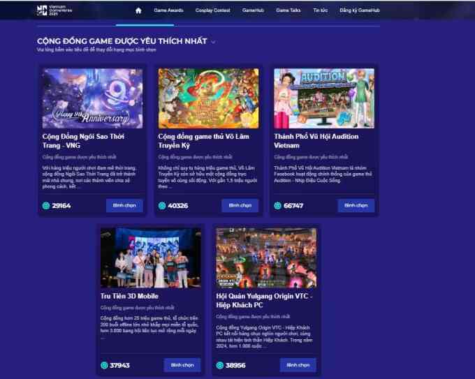 Các hạng mục thu hút bình chọn tại Vietnam Game Awards 2025