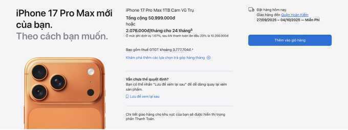 iPhone 17 Pro Max màu cam 